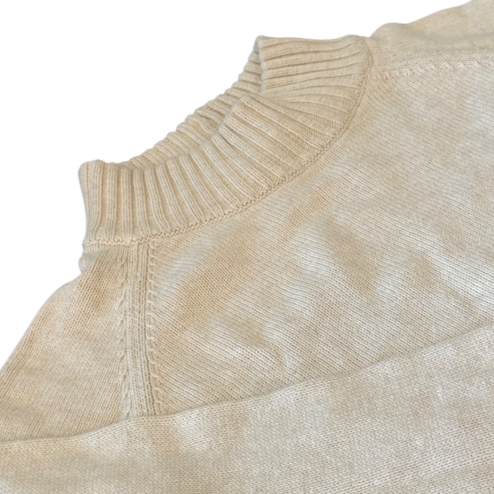 Jeanne‎ Pierre Ivory Mock Neck Sweater Women M Cream Cotton Raglan